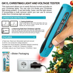 img 2 attached to 🔌 Allsun Christmas Light Tester Non-Contact Voltage Detector Bulb & Fuse Finder 12-600 V AC Voltage Tester Holiday Light Fuse Checker and Repair Tool, Blue