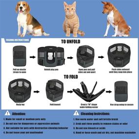 img 1 attached to 🐾 HSENBK Portable Foldable Pet Playpen: Indoor/Outdoor Dog/Cat/Puppy/Rabbit/Hamster Enclosure with Free Bath Brush - L(45"x 45"x 24")