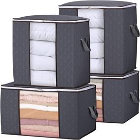 img 4 attached to Lifewit Foldable Storage Bags - Organize and Protect Your Clothes, Quilts, Blankets, and Bedding - Set of 4, Grey