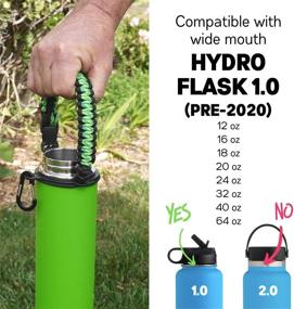 img 2 attached to 🧴 Paracord Handle for Wide Mouth Water Bottles - Compatible with Hydroflask, Iron Flask, Thermoflask, Takeya, 12 oz to 64 oz - Reusable Water Bottle Accessories Handle Survival Cord by Gearproz