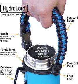 img 3 attached to 🧴 Paracord Handle for Wide Mouth Water Bottles - Compatible with Hydroflask, Iron Flask, Thermoflask, Takeya, 12 oz to 64 oz - Reusable Water Bottle Accessories Handle Survival Cord by Gearproz