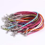 50 pcs mixed color leather lace plaited bracelet cords - diy jewelry making handicrafts with braided ropes, lobster clasps & extended chain for wrist charms, bracelets - ideal for jewelry making logo