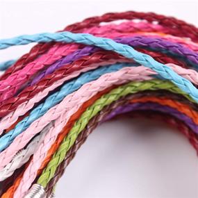 img 3 attached to 50 PCS Mixed Color Leather Lace Plaited Bracelet Cords - DIY Jewelry Making Handicrafts with Braided Ropes, Lobster Clasps & Extended Chain for Wrist Charms, Bracelets - Ideal for Jewelry Making