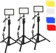 🎥 obeamiu 3 packs 70 led video light kit with tripod stand and color filters - perfect studio lighting for tablet, low angle shooting, portrait photography, and youtube videos logo