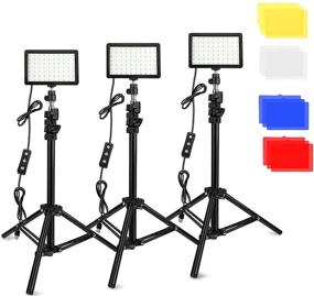 img 4 attached to 🎥 Obeamiu 3 Packs 70 LED Video Light Kit with Tripod Stand and Color Filters - Perfect Studio Lighting for Tablet, Low Angle Shooting, Portrait Photography, and YouTube Videos