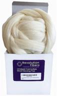 🧶 revolution fibers corriedale wool roving 1 lb (16 ounces): soft chunky jumbo yarn for arm knitting blankets, felting core, carded stuffing - 100% natural undyed off-white wool yarn bulk logo