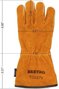 img 3 attached to 🔥 BEETRO Welding Gloves - Fire Resistant Cow Leather Mitts for Forge, Mig, Stick Welding, Oven, Grill, Fireplace, Furnace, Stove - Heat and Fire Protective Glove for Pot Holder, Tig Welding, Wood Burner, BBQ, Animal Handling - Soft Lining, 1 Pair