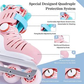 img 2 attached to 👟 COOGHI Adjustable Inline Skates for Kids - Light Up Wheels, Cool Buckle System, Removable Inner - 4 Sizes Available, Suitable for Ages 3-8 Girls and Boys