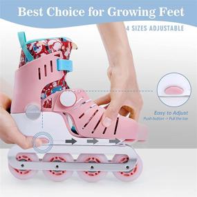 img 3 attached to 👟 COOGHI Adjustable Inline Skates for Kids - Light Up Wheels, Cool Buckle System, Removable Inner - 4 Sizes Available, Suitable for Ages 3-8 Girls and Boys