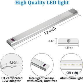 img 1 attached to Super Bright Hand Wave Sensing Under Cabinet Lighting - WOBANE Plug in LED Light Bar