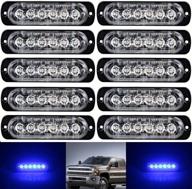 🚦 10-piece universal super thin ultra slim 6-led car truck emergency flashing strobe light bar for construction caution – blue, 12-24v logo