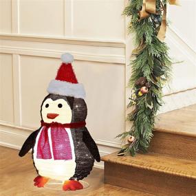 img 2 attached to 🐧 2FT Lighted Pop Up Christmas Penguin Decorations - Twinkle Star, Pre-Lit with 48 LED Warm White Lights, Collapsible Metal Stand, Easy-Assembly & Reusable for Holiday Xmas Indoor & Outdoor Decor