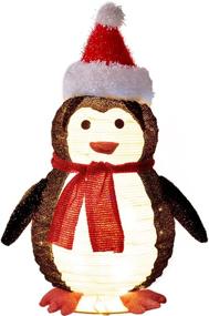 img 4 attached to 🐧 2FT Lighted Pop Up Christmas Penguin Decorations - Twinkle Star, Pre-Lit with 48 LED Warm White Lights, Collapsible Metal Stand, Easy-Assembly & Reusable for Holiday Xmas Indoor & Outdoor Decor