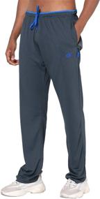 img 4 attached to 🏃 NEIKU Men's Open Bottom Running Pants with Mesh Panels and Pockets - Athletic Sweatpants