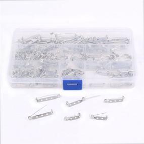 img 1 attached to Rustark 120Pcs Silver Tone Pin Back Clasp Brooch Set for Badge Crafts, Jewelry Crafting, Sewing Fabric, Making Corsage - Small/Medium/Large Sizes