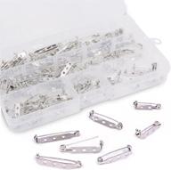 rustark 120pcs silver tone pin back clasp brooch set for badge crafts, jewelry crafting, sewing fabric, making corsage - small/medium/large sizes logo