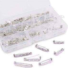 img 4 attached to Rustark 120Pcs Silver Tone Pin Back Clasp Brooch Set for Badge Crafts, Jewelry Crafting, Sewing Fabric, Making Corsage - Small/Medium/Large Sizes