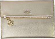 🌟 lilly pulitzer vegan leather gold clutch purse for women, travel wallet with pocket notepad, metallic gold logo