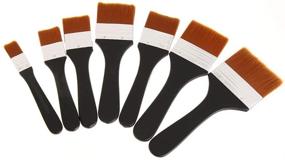 img 4 attached to 🖌️ ARRIVEOK 7Pcs Flat Head Paint Brush Set - Long Handle Brushes for Gouache, Acrylic, Oil, Watercolor, Wood, Wall, and Furniture - Includes Brush Cleaner and Assorted Sizes