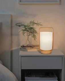 img 2 attached to 🏮 Imego Solid Wood White Lantern Table Lamp: Stylish Nightstand and Bedside Desk Lamp for Bedroom Living Room