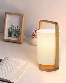 img 3 attached to 🏮 Imego Solid Wood White Lantern Table Lamp: Stylish Nightstand and Bedside Desk Lamp for Bedroom Living Room