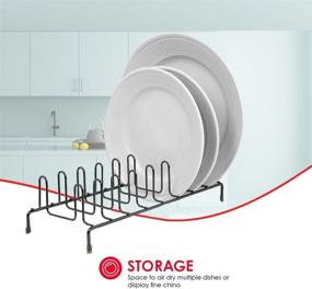 img 2 attached to 🍽️ Home Basics Heavyweight Plate Organizer Rack: Stylishly Efficient Black Onyx Storage Solution