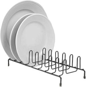 img 4 attached to 🍽️ Home Basics Heavyweight Plate Organizer Rack: Stylishly Efficient Black Onyx Storage Solution