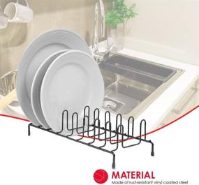 img 1 attached to 🍽️ Home Basics Heavyweight Plate Organizer Rack: Stylishly Efficient Black Onyx Storage Solution