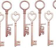 🔑 aokbean 20 pcs mixed large antique skeleton flying keys charms pendant: rose gold treasure keys for birthday wedding favor souvenir gift diy crafts logo