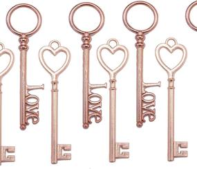 img 4 attached to 🔑 Aokbean 20 pcs Mixed Large Antique Skeleton Flying Keys Charms Pendant: Rose Gold Treasure Keys for Birthday Wedding Favor Souvenir Gift DIY Crafts