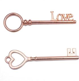 img 2 attached to 🔑 Aokbean 20 pcs Mixed Large Antique Skeleton Flying Keys Charms Pendant: Rose Gold Treasure Keys for Birthday Wedding Favor Souvenir Gift DIY Crafts