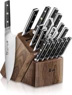 🔪 cangshan tc series 1021455: premium swedish sandvik 14c28n steel 17-piece knife block set with walnut handle logo