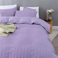 🛏️ estoulen duvet cover full/queen size, 100% microfiber bedding set 3 piece, soft and luxury striped seersucker duvet cover with zipper closure & corner ties in purple for full/queen beds logo