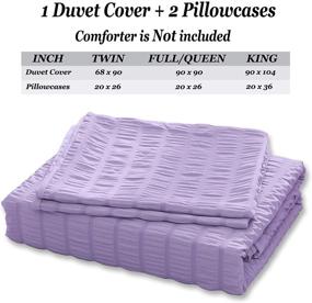 img 1 attached to 🛏️ Estoulen Duvet Cover Full/Queen Size, 100% Microfiber Bedding Set 3 Piece, Soft and Luxury Striped Seersucker Duvet Cover with Zipper Closure & Corner Ties in Purple for Full/Queen Beds