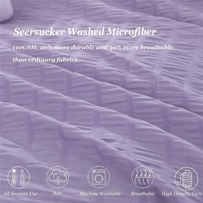 img 2 attached to 🛏️ Estoulen Duvet Cover Full/Queen Size, 100% Microfiber Bedding Set 3 Piece, Soft and Luxury Striped Seersucker Duvet Cover with Zipper Closure & Corner Ties in Purple for Full/Queen Beds