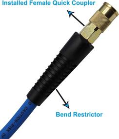 img 2 attached to 🔵 YOTOO Hybrid Air Hose 3/8-Inch by 50-Feet 300 PSI Heavy Duty Lightweight Kink Resistant All-Weather Flexibility 1/4-Inch Industrial Quick Coupler Fittings Bend Restrictors Blue - Enhanced SEO