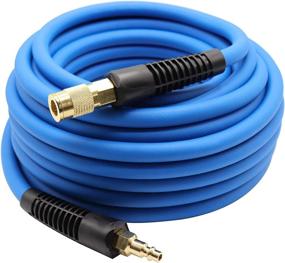 img 4 attached to 🔵 YOTOO Hybrid Air Hose 3/8-Inch by 50-Feet 300 PSI Heavy Duty Lightweight Kink Resistant All-Weather Flexibility 1/4-Inch Industrial Quick Coupler Fittings Bend Restrictors Blue - Enhanced SEO