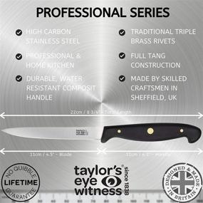 img 3 attached to 🔪 Профессиональный кухонный нож Taylors Eye Witness серии British Made 10 см среднего размера: ультратонкое, заостренное лезвие для точной резки - конструкция из высокоуглеродистой нержавеющей стали.