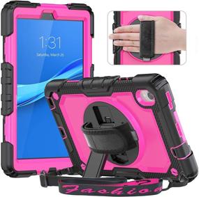 img 4 attached to 🌸 Protective Case for Lenovo Tab M8 FHD 2020/2nd Gen HD 2019 - Stand/Pencil Holder - Rose