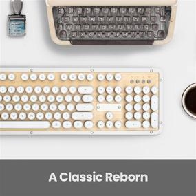 img 2 attached to Azio Retro Classic Bluetooth (Maple) - Wireless/USB Wired Leather Vintage Backlit Mechanical Keyboard For PC/Mac (MK-RETRO-BT-W-02-US)