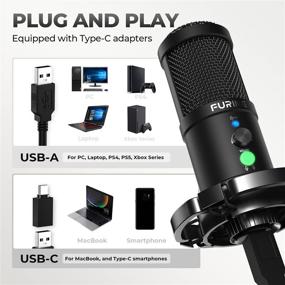 img 3 attached to Professional USB Microphone for PC, FURINE Gaming Mic with Noise-Canceling for Streaming, 192kHz/24bit Podcast Recording, USB A/C Condenser Mic Compatible with Computer, Mac, PS4, Phone