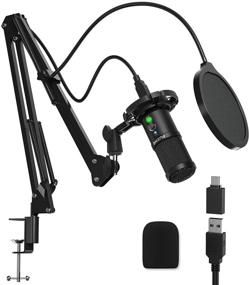 img 4 attached to Professional USB Microphone for PC, FURINE Gaming Mic with Noise-Canceling for Streaming, 192kHz/24bit Podcast Recording, USB A/C Condenser Mic Compatible with Computer, Mac, PS4, Phone