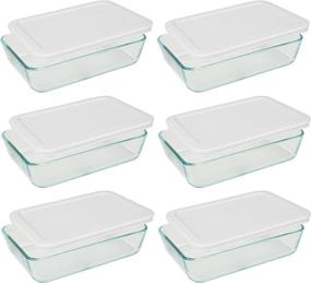 img 3 attached to 🍱 Pyrex 3-cup Rectangle Glass Food Storage Containers - White Plastic Lids - Lunch Box, Storage Food, Baking Dish (6 Pack)