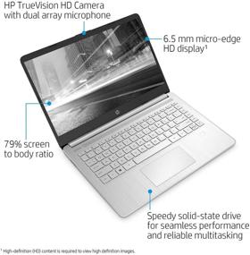 img 2 attached to 💻 Последняя модель ноутбука HP Premium (2021), 14-дюймовый HD сенсорный экран, процессор AMD Athlon, 8 ГБ ОЗУ, 128 ГБ SSD, веб-камера, HDMI, Bluetooth, Wi-Fi, долгое время работы от батареи, онлайн конференции, натуральный серебристый цвет, Windows 10