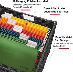 img 3 attached to 📁 Greenstell Hanging Filing Cabinet with 20 Folders, Mobile File Cabinet for Home Office, Decorative Organizer, Under Desk Rolling Legal/Letter Size File Cabinet, Easy Assembly (Black)