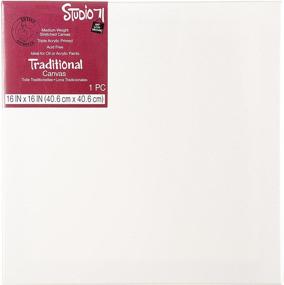 img 1 attached to 🎨 Darice Studio 71 16x16 Inch Traditional Stretched Canvas: Medium Weight, Primed, Pack of 1, White - Perfect for Artists & Crafters