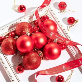 img 2 attached to GOOTRADES 24 Mini Shatterproof Christmas Ornaments - 🎄 Festive Red Decor for Tree and Parties, 3cm/1.18'' Size