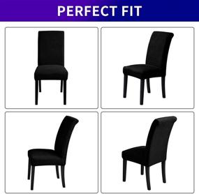 img 1 attached to Howhic Stretch Chair Covers for Dining Room Set of 6: Removable, Washable, and Stylish Slipcovers for Chairs in Black (6 Pack)