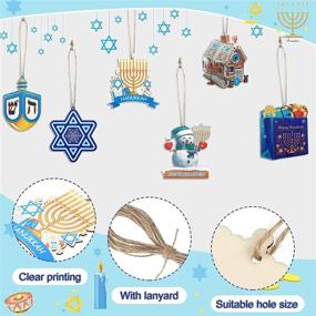 img 2 attached to 🕎 Hanukkah Decorations: Wooden Chanukah Dreidel, Jewish Menorah, and 6-Pointed Star Ornaments - Happy Hanukkah Present Bags for Holiday Christmas Tree Decor (Chic Style, 24 Pieces)