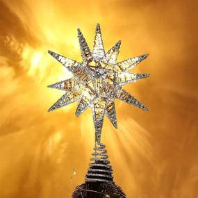 img 2 attached to 🌟 Luxspire Lighted Up Tree Topper: 3D Geometric Star Glitter, Battery Powered Brilliant Christmas Tree Decorations - Silver